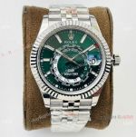 VRF Swiss 9001 Rolex DiW Sky-Dweller World Timer 42 Watch Olive Green Dial New Jubilee Strap